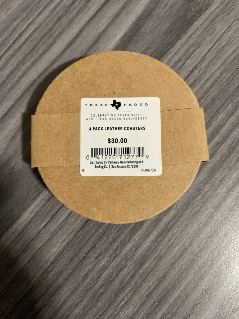 Texas Hills Genuine Leather Coasters 4 Pack Texas Proud Western Rustic NWT